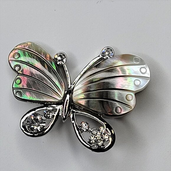 ABALONE tone Colored Butterfly Brooch - Picture 2 of 9